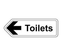 V Safety Toilets Arrow Left - Shaped Sign 300 x 100 mm - Glow In The Dark 1mm Rigid Plastic Safety Sign