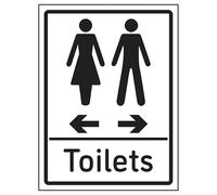V Safety Toilets Arrows Women Left/Men Right 200 x 300mm - 1mm Rigid Plastic Safety Sign