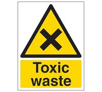 V Safety Toxic Waste - Portrait 200 x 300mm - 2mm Rigid Plastic Safety Sign