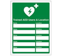 V Safety Trained Aed User First Aid Safety Sign - Adhesive Vinyl 300X400mm (X3)