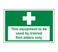 V Safety Trained First Aiders Safety Sign - Self Adhesive Vinyl 300X200mm (X3)