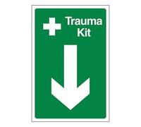 V Safety Trauma Kit Arrow Down 400 x 600 mm - Glow In The Dark 1mm Rigid Plastic