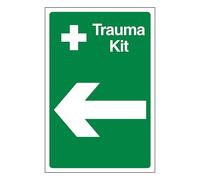V Safety Trauma Kit Arrow Left 200 x 300 mm - Self Adhesive Vinyl - Aluminium Effect Safety Sign
