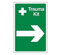 V Safety Trauma Kit Arrow Right 300 x 400 mm - Self Adhesive Vinyl - Aluminium Effect Safety Sign
