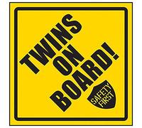 V Safety Twins On Board! Safety First Sign - 150mm x 150mm - Yellow Rigid Plastic