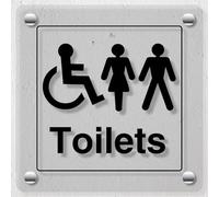 V Safety Unisex and Disabled Toilet - 200 x 200 mm - Acrylic Perspex Cast Clear Safety Sign