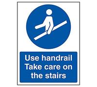 V Safety Use Handrail Take Care On The Stairs - 200mm x 300mm - 1mm Rigid Plastic