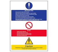 V Safety Use Knives Safely - Portrait 300 x 400 mm - Glow In The Dark 1mm Rigid Plastic Safety Sign