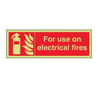 V Safety Use On Electrical Fires Safety Sign - Glow In The Dark 300X100mm (X3)