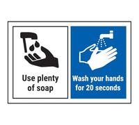 V Safety Use Plenty Of Soap…Wash Your Hands.. 150 x 100 mm - Glow In The Dark Self Adhesive Vinyl Safety Sign