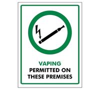 V Safety Vaping Permitted On These Premises 150 x 200 mm - Glow In The Dark 1mm Rigid Plastic Safety Sign