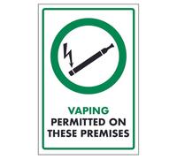 V Safety Vaping Permitted On These Premises 200 x 300 mm - 2mm Super-Tough Rigid Plastic Safety Sign