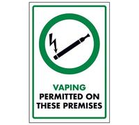 V Safety Vaping Permitted On These Premises Sign - 150mm x 200mm - Rigid Plastic