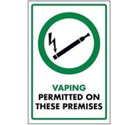 V Safety Vaping Permitted On These Premises Sign - 200mm x 300mm - Self Adhesive