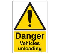 V Safety Vehicles Unloading Warning Danger Sign - Adhesive Vinyl 300X400mm (X3)