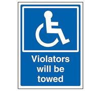 V Safety Violators Will Be Towed 300 x 400mm - 3mm Aluminium Composite Safety Sign