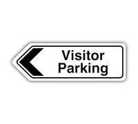 V Safety Visitor Parking Arrow Left - Shaped Sign 300 x 100 mm - 1mm Rigid Plastic