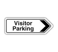 V Safety Visitor Parking Arrow Right - Shaped Sign 450 x 150 mm - 2mm Rigid Plastic