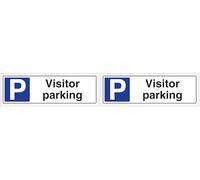 V Safety Visitor Parking - Landscape 300 x 100 mm - Self Adhesive Vinyl Safety Sign (Pack of 2)