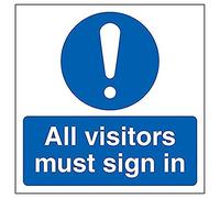 V Safety Visitors Must Sign In - 150mm x 150mm - Self Adhesive Vinyl