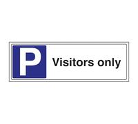 V Safety Visitors Only - Landscape 450 x 150 mm - 3mm Brushed Aluminium Composite Safety Sign