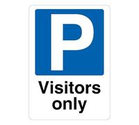 V Safety Visitors Only - Mandatory Blue Parking 210 x 297 mm (A4) - Glow In The Dark 1mm Rigid Plastic Safety Sign