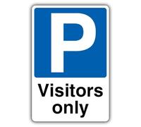 V Safety Visitors Only - Mandatory Blue Parking Safety Sign - 300 x 450 mm - 2mm Rigid Plastic