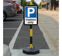 V Safety Visitors Only - Mandatory Blue Parking Safety Sign - Sign Only - Fits Temporary Signpost - 210 x 297 mm (A4) - 3mm RA2 Reflective Aluminium Composite