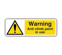 V Safety Warning Anti Climb Paint In Use Safety Sign - 450 x 150 mm - Glow In The Dark 1mm Rigid Plastic