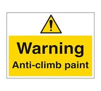 V Safety Warning Anti-Climb Paint - Large Landscape 400 x 300 mm - 3mm Aluminium Composite Safety Sign