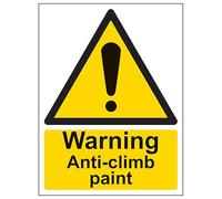 V Safety Warning Anti-Climb Paint - Portrait 150 x 200 mm - 2mm Super-Tough Rigid Plastic Safety Sign