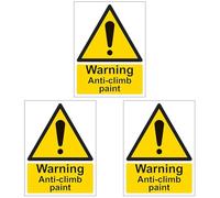 V Safety Warning Anti-Climb Paint - Portrait 150 x 200 mm - 2mm Super-Tough Rigid Plastic Safety Sign (Pack of 3)