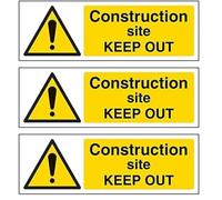 V Safety Warning Building- Construction Site Keep Out - 300 X 100mm (Pack of 3)