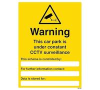 V Safety Warning Car Park Under Surveillance - Portrait 150 x 200 mm - Self Adhesive Vinyl Safety Sign