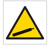 V Safety Warning Compressed Gas Symbol 100 x 100 mm - 2mm Super-Tough Rigid Plastic Safety Sign