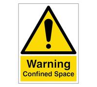 V Safety Warning Confined Space - Portrait 150 x 200mm - 1mm Rigid Plastic Safety Sign