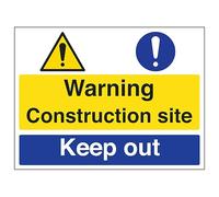 V Safety Warning/Construction Site/Keep Out 400 x 300 mm - Glow In The Dark 1mm Rigid Plastic Safety Sign