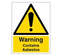 V Safety Warning Contains Asbestos - Portrait 150 x 200 mm - Self Adhesive Vinyl Safety Sign