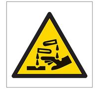 V Safety Warning Corrosive Symbol 100 x 100 mm - Glow In The Dark Self Adhesive Vinyl Safety Sign
