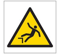 V Safety Warning Drop Logo Safety Sign - Self Adhesive Vinyl - 100X100mm (X3)