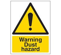 V Safety Warning Dust Hazard - Portrait 150 x 200 mm - Glow In The Dark 1mm Rigid Plastic Safety Sign