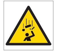 V Safety Warning Falling Objects Logo Sign - 200mm x 200mm - 1mm Rigid Plastic