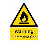V Safety Warning Flammable Gas - Portrait 150 x 200mm - 1mm Rigid Plastic Safety Sign