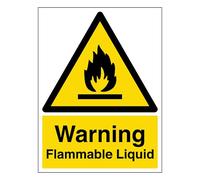 V Safety Warning Flammable Liquid - Portrait 150 x 200mm - 1mm Rigid Plastic Safety Sign