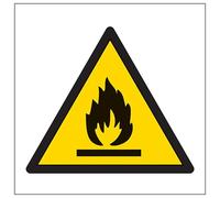 V Safety Warning Flammable Symbol 100 x 100 mm - 2mm Rigid Plastic Safety Sign