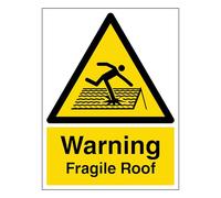 V Safety Warning Fragile Roof - Portrait 150 x 200mm - 1mm Rigid Plastic Safety Sign