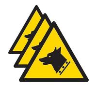 V Safety Warning - Guard Dogs On Patrol 150 x 200 mm - Self Adhesive Vinyl - Aluminium Effect Safety Sign (Pack of 3)