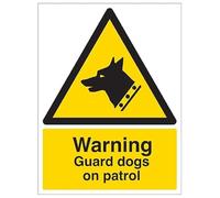 V Safety Warning - Guard Dogs On Patrol 300 x 400 mm - Glow In The Dark 1mm Rigid Plastic Safety Sign
