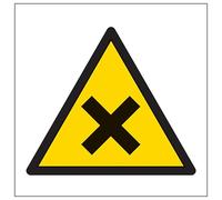 V Safety Warning Harmful Symbol 100 x 100 mm - Glow In The Dark 1mm Rigid Plastic Safety Sign