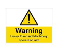 V Safety Warning Heavy Plant and Machinery Operate on Site - Large Landscape 400 x 300 mm - 1mm Rigid Plastic Safety Sign